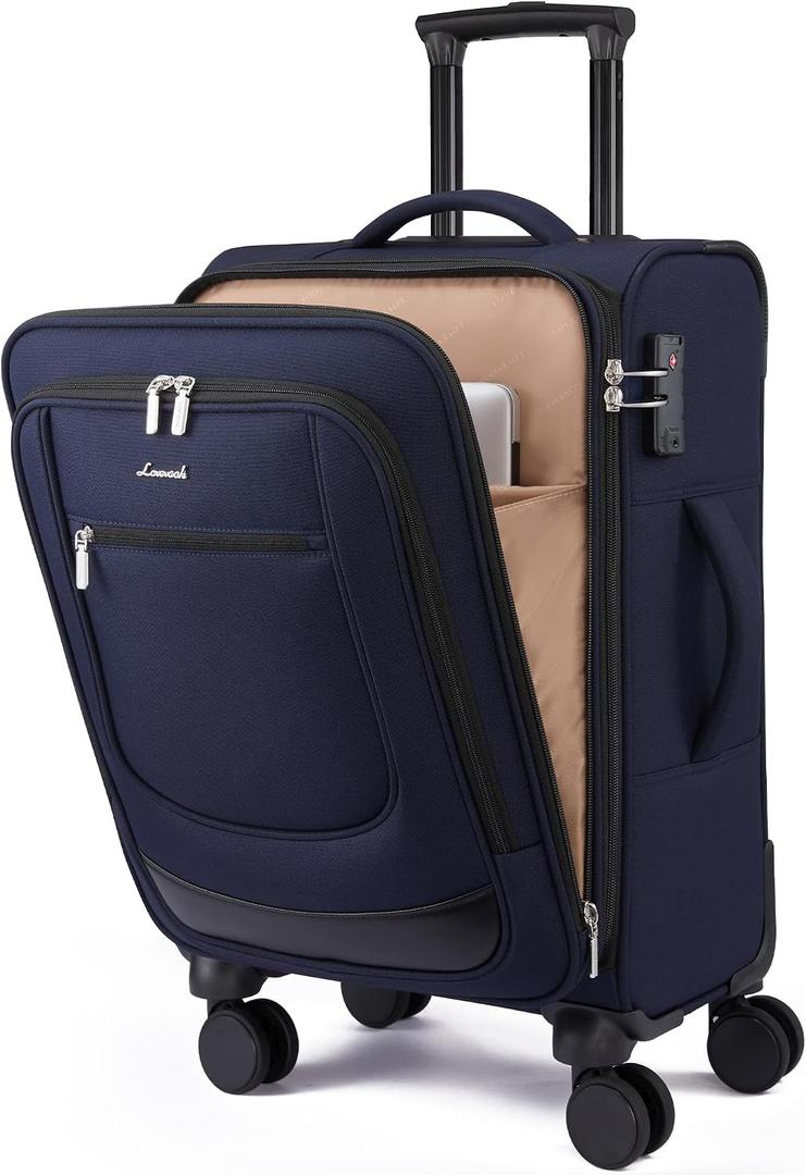 LOVEVOOK Carry On Luggage 22x14x9 Airline Approved 22inch Softside Suitcase, carry on-20 inch