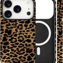 Magnetic for iPhone 17 Pro Max Case Cute Cheetah Print Phone Case, Leopard Print Shockproof Slim TPU and Hard PC Protective Cover Fit for MagSafe Designed for Women Girls, Brown Amber