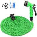 Expandable Garden Hose Water Pipe: 50FT Flexible Water Hose with 7 Function Spray Nozzle, Durable Garden Hoses for Gardening Lawn Car Pet Washing (Green)