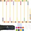 28In Croquet Party Set for 8 Players - Made of Long-Lasting Pine Wood, Family Fun for Backyards, Camping and More, Comes with Colorful Mallets, PE Balls, Wickets, Stakes, and Carrying Bag