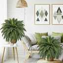 FOREST PRINCE 42" Artificial Boston Fern Large Bush Plants, 2 Bundles of Fake Ferns with 65 Fronds for Outdoors Home Decor