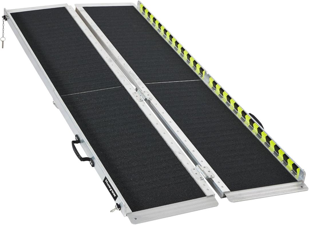 Wheelchair Ramp 6FT, Anti-Slip Aluminum Folding Handicap Portable Ramp, Wheelchair Ramps for Home Steps, Stairs, Doorways, Scooter Ramp (6FT [Using height 6-18 inch])