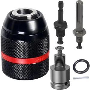 Multi - Function 1.5-13mm Self-Tighten Keyless Drill Chuck with 1/2-20UNF Mount, Complete with 3/8" SDS - Plus Shank, 1/4" Hex Shank & 1/2" Impact Wrench Adapter