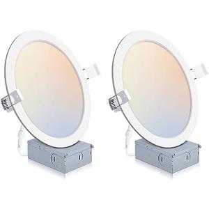 2 Pack Recessed Lighting 8 Inch with Junction Box, 5CCT 8 Inch LED Recessed Lights Dimmable 2700K/3000K/4000K/5000K/6000K, 18W 1400lm Ultra Thin Recessed Lighting - ETL and Energy Star Certified