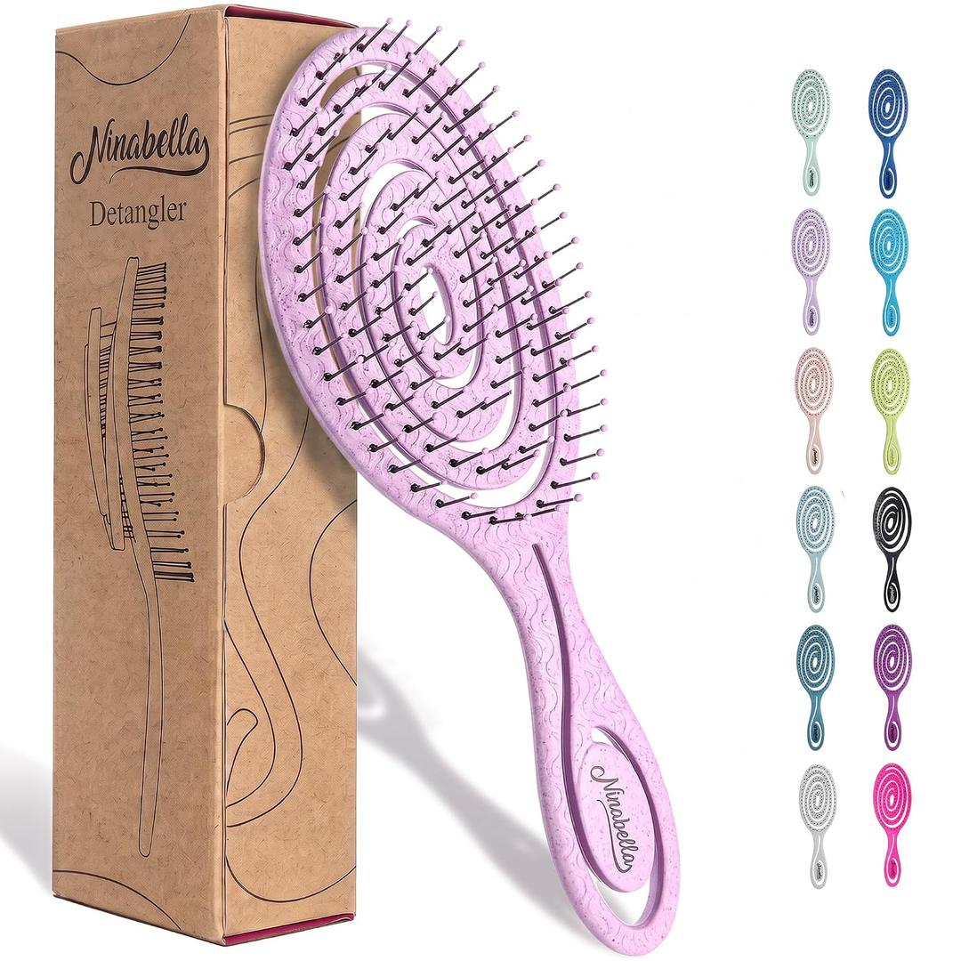Ninabella Detangler Brush - No Tangle Hair Brush for Women, Fine, Thick and Long Hair - Hairbrush for Wet and Dry Hair, Gentle on the Scalp 