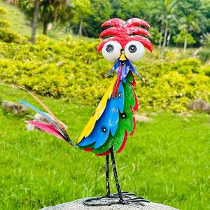 Natelf Outdoor Wacky Metal Rooster Yard Statue Decoration Roosters Decor Garden Statues Chicken Figurine Outside Decorations for Courtyard (Multicolor)