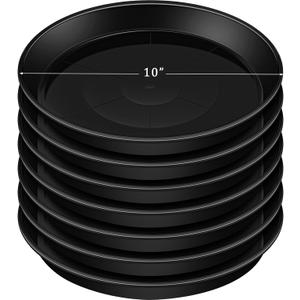 Eccliy 5 Pack Plastic Plant Saucer Heavy Duty Planter Saucers Large Plant Pot Plastic Water Trays for Indoors and Outdoors Flower Drip(10 Inch,Black)