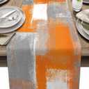 Fall Table Runner 90 Inches Long Thanksgiving Orange and Gray Farmhouse Grey Modern Art Non-Slip Dinner Runners for Dining Table Oil Painting Kitchen Parties Banquet