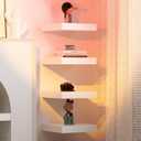 WELLAND 9 1/4 inch White Mission Floating Shelves for Wall, Bathroom Wall Mount Shelves, Wood Modern Display Shelves, Book Shelves,for Bedroom,Living Room and Kitchen