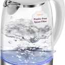 Cosori Electric Kettle, No Plastic Filter & Spout, Tea Kettle & Hot Water Boiler For Coffee & Tea, Water Heater & Teapot, Automatic Shut Off, Borosilicate glass, White, 1.7L/1500W (1.8 Quarts)