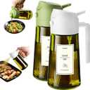 TrendPlain - 16oz Olive Oil Dispenser for Kitchen - 2 in 1 Olive Oil Dispenser and Oil Sprayer - Olive Oil Dispenser Bottle w/Stickers - Olive Oil Sprayer for Cooking 2Pcs White&Green (Light Blockage)
