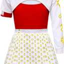 Zombie Girls Costume Kids Character Halloween Cosplay Cheerleader Mesh Top Pant Hooded Coat 3PCS Uniform Outfits (9-10 Years, Skirt-white Red)