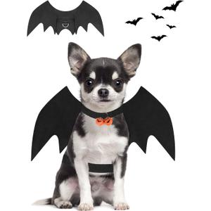 Halloween Dog Bat Wings Costume, Pet Halloween Cosplay Party Dress Up Costume for Small Dogs and Cats(S) Black