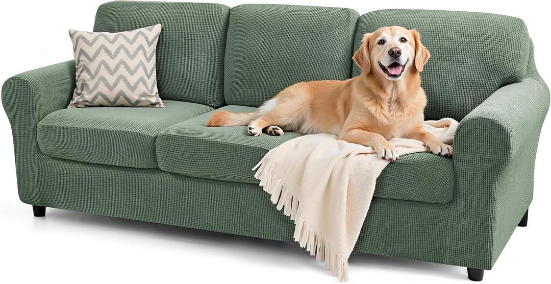 SUBRTEX 7 Pieces Stretch Sofa Slipcover Sets Couch Cover Sets Backrest Cushion Covers Furniture Protector Collection Set for Oversize Sofa Loveseat Chair Slip Covers(Large, Olive Drab)