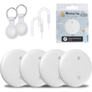 Air Tracker Tags-4 Pack for Android, Item Locator Key Finder Works with Find Hub App, Luggage Tracker for Keys, Wallet, Suitcase, IP67 Waterproof, Compatible with Android Phone