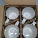 GBHOME 12OZ Stackable Coffee Mugs, Ceramic Coffee Mugs with Texture Patterns for Man,Woman,Dad,Mom, Modern Coffee Mugs Set of 4 for Latte/Cappuccino/Cocoa. Dishwasher&Microwave Safe, Off White