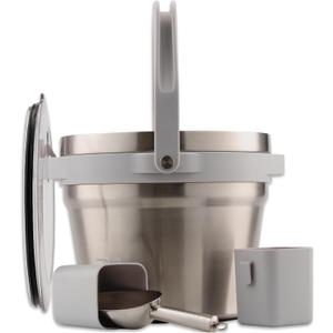 Large Insulated Ice Bucket with Lid Stainless Steel Ice Bucket and Scoop Ice Buckets for Parties, Bars Ice Bucket with Lid and Scoop Outdoor Ice Bucket, Champagne (Natural Stainless)