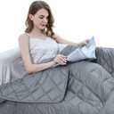 ZZZhen Weighted Blanket - High Breathability - 48''72'' 15LB - Premium Heavy Blankets - Calm Sleeping for Adult and Kids, Durable Quilts Grey, 48''72'' - 15LB