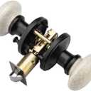 NCL White Door Knobs, Matte Black Keyless Door Handles, Porcelain Door Levers, Interior Bath Door Knob
