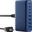 USB C Charger 200W USB C Charger Block,Upgraded GaN III 8-Port Fast Charging Station Hub,PD 65W Laptop Charging Adapter Compatible with MacBook Pro/Air,DELL,Steam Deck,iPhone 16/15/14,Galaxy S23/22 (Deep Blue)