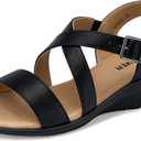 SHIBEVER Wedge Sandals for Women Dressy: Comfortable Summer Low Heel Sandals Casual Walking Dress Shoes (Black, S)