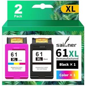 SAILNER 61XL Ink Cartridge Replacement for HP Ink 61 Black and Color Combo Pack 61XL for Envy 4500 4501 4502 5530 Officejet 4630 4635 Deskjet 1000 1010 2540 Series Printer 61 Ink, 2-Pack