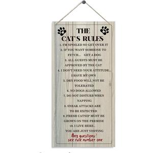 Pet Decor Signs, Decorative Wood Hanging Wood Plaque, Funny Cat Sign, Cat Room Hanging Decor, Wall Decor Art, Cat Family Home Decor, Cat Gift, Cat Lover Gifts B (THE CAT'S RULES Style 2)