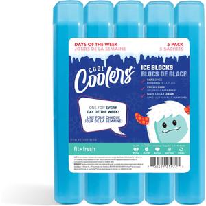 Cool Coolers by Fit & Fresh  Reusable Ice Packs for Kids Lunch Boxes & Coolers, Multi-Pack Colorful Ice Blocks & Stick Icicles, Compact & Long-Lasting Cold Packs (Blue)