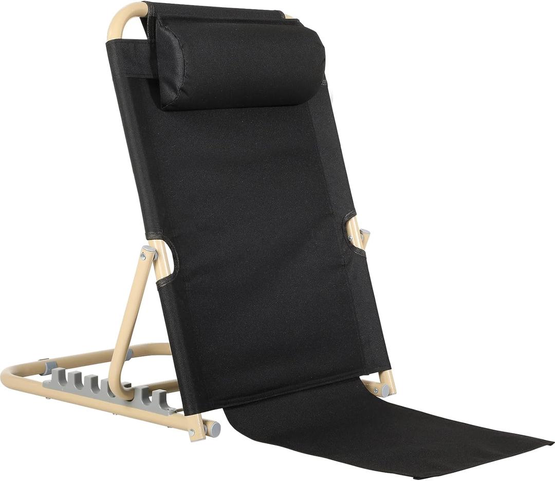 Menkxi Lifting Bed Backrest Portable Folding Adjustable Sit up Back Rest Multifunction Chair for Bed Change Angle of Backrest for Elderly Patients Back Neck Lumbar Support (Black,28.4 Inch)