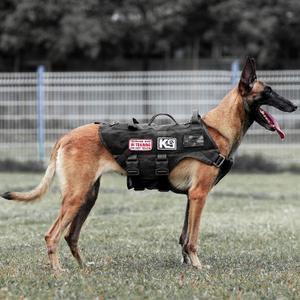 PETAC GEAR Tactical Dog Harness No Pull for Large Working Dogs Military Dogs Vest Police Service Training Dogs Molle Harnesses with Handle (BK), Large