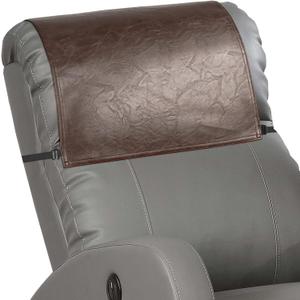 Recliner Headrest Protector,Non Slip Waterproof Headrest Cover,Leather Recliner Headrest Cover for Sofa,Furniture,Living Room,Office Chair 17x27 in(Brown) (Elastic)
