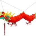 Luxtea 3D Chinese Paper Dragon Garland, Hanging Decoration for New Year Party Mid-Autumn Festival Spring Festival Ornaments (39 inch)