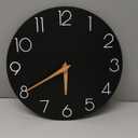 Wall Clock, 10 Inch Wooden Silent Non-Ticking, Decorative Battery Operated Wall Clocks for Bedroom, Kitchen, Home, Living Room, Office, School, Hotel (Black)