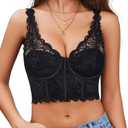 Avidlove Bralettes for Women Lace Underwire Corset Tops V Neck Push Up Bustier with Buckle Party Club Top No Padded Small