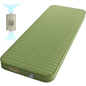 Camping Sleeping Pad, 4" Ultra-Thick Memory Foam Camping Mat with Built-in Electric Pump, 9.5 R-Value Insulated Self Inflating Air Mattress Sleeping Pads for Car Travel Tent Essentials, Green