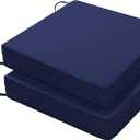Favoyard Patio Chair Cushions 22 x 22 x 3 Inch Waterproof Outdoor Seat Cushions for Patio Furniture 3-Year Color Fastness Garden Sofa Couch Pads with Handle & Adjustable Straps Set of 2, Blue