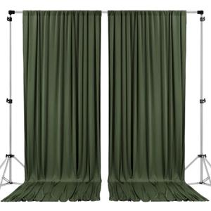 AK TRADING CO. 10 feet x 8 feet IFR Polyester Backdrop Drapes Curtains Panels with Rod Pockets - Wedding Ceremony Party Home Window Decorations - Olive Green