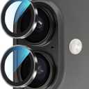 PandaShield 2-Pack Camera Lens Protector for iPhone 17/16/16 Plus, [Anti-Reflection & 98% High Transparency], 9H Explosion-Proof Glass, Anti-Scratch, Easy Installation, Case Friendly, Black
