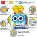 MoraBaby Robot Musical Busy Cube for Toddlers 1-3 Years Old, Montessori 6-in-1 Activity Cube with Lights & Sounds, Wheels for Tummy Time & Crawling Training, Birthday Gifts for Baby boy & Girl