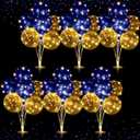 Junkin 6 Set Balloons Centerpieces for Table with LED String Light 60 Pcs Balloons Light up Table Balloon Stand Centerpieces for Baby Shower Birthday Wedding Valentine's Day(Navy Blue)