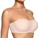 OEAK Womens Strapless Bras Jelly Push Up Bandeau Bra Non Slip Wireless Supportive Padded Bras Seamless Comfortable Tube Bra (Teal, XS)