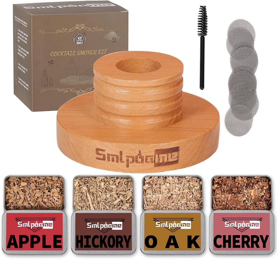 Cocktail Smoker Kit, Old Fashioned Smoker Kit for Bourbon Whiskey Drink, Smoker Infuser Kit with 4 Flavors Wood Chips, Birthday for Husband, Men, Dad