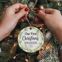 2 x Our First Christmas Engaged Ornament 2025, First Year Xmas Keepsake for Engaged Couple Gift, Christmas Engagement Ornaments, Engagement Gifts for Couples (2.9 Inch) (Multicolor 08)