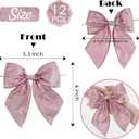 AIMUDI Pink Glitter Wired Ribbon Bows with Twist Tie 5.5" Premade Metallic Christmas Bows for Gift Wrapping, Wreath, Garland, Holiday Crafts Party Home Outdoor Christmas Tree Decorations, 12 PCs