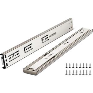 18 Inch Drawer Slides, Plusmart Soft Close Drawer Slide Glides Ball Bearing Full Extension Cabinet Slides, 3 Folds, 150LB, 1 Pair