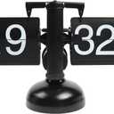 mooas Flip Desk Clock (Black), Retro Vintage Design Auto Flip Desk/Table Clock Large Number Battery Powered Internal Gear Operated Home Dcor Ideal for Home Office School Hotel Caf