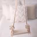 DICHA Handmade Macrame Newborn Photography Props with 2 Backdrop Clips-Baby Swing Photo Shoot AccessoryWooden Newborn Photoshoot Props-Cream Rope with White Wood 0-1 Month