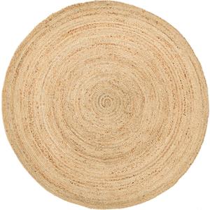 HOMEMONDE Handwoven Jute Area Rug - 4 feet Round Natural Yarn Loom Braided Rug - Eco-Friendly Boho Farmhouse Reversible Design for Bedroom, Living Room, and Kitchen (Natural) (4' (Round))