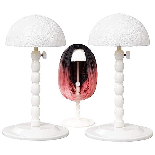 Youngther 2Pcs Wig Stand Adjustable Height Hat Display Portable Folding Wig Head Holders Plastic Wig Stand for Styling Wig Hair Drying Display(2 PCS (PACK OF 2) )(PACK OF 2)