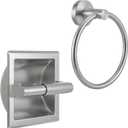 LemonRoad 2 Pcs Chrome Recessed Toilet Paper Holder and Towel Ring Set, Stainless Steel Bathroom Hardware, Wall Mount Pivoting Toilet Paper Dispenser & Heavy Duty Towel Roll Holder for Bathroom